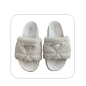 PRADA 2022 SHEARLING SANDAL SLIDES 38 *purchased from MORGAN STEWARTS CLOSET!*